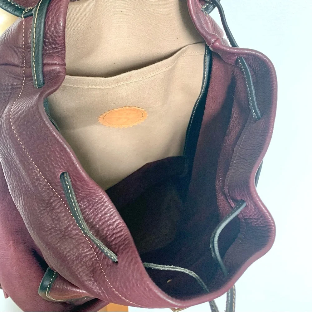 NEW Artisan Handcrafted Leather Shearling Backpack Bag Turtle Ridge wine cream